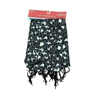 NEW WITH‎ TAGS Fleece Scarf Wrap Black Grey White Animal Print Juncture